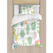 Hand Drawn Style Cacti Duvet Cover Set