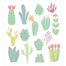 Hand Drawn Style Cacti Duvet Cover Set