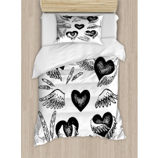 Romantic Hearts Wings Duvet Cover Set