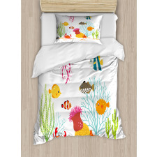 Cartoon Underwater Coral Duvet Cover Set