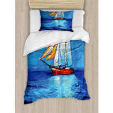Oil Paint Style Sailship Duvet Cover Set