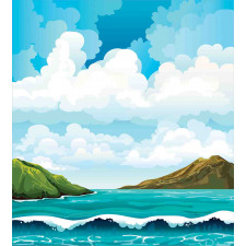 Waves Islands Blue Sky Duvet Cover Set