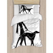 Fashion Woman Dog Duvet Cover Set