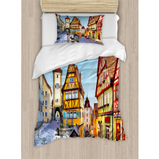 Colorful Street Houses Duvet Cover Set