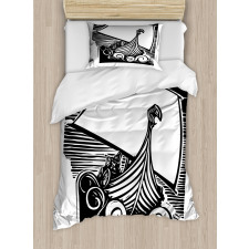 Viking Longboat on Waves Duvet Cover Set