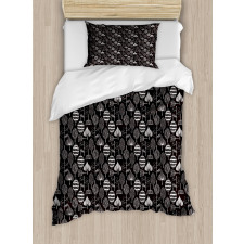 Scribble Leaves Artwork Duvet Cover Set