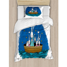 Bunnies Hedgehog in a Boat Duvet Cover Set