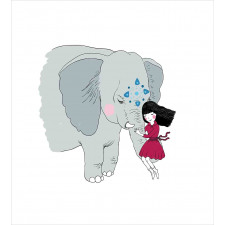 Girl on Trunk of Elephant Duvet Cover Set