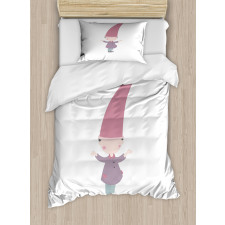 Cartoon Gnome Under Rain Duvet Cover Set