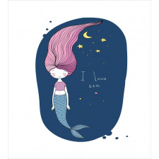 I Love Sea Cartoon Girl Duvet Cover Set