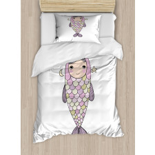 Girl in Fish Costume Duvet Cover Set