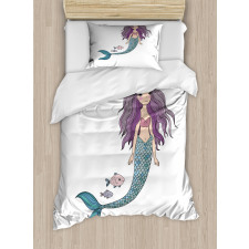 Cartoon Mermaid Princess Duvet Cover Set