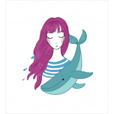 Teen Girl with a Whale Duvet Cover Set