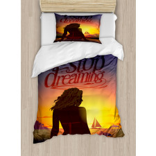 Young Woman at Beach Duvet Cover Set