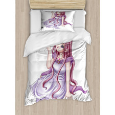 Manga Style Girl Duvet Cover Set