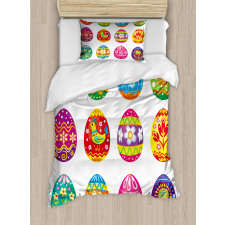 Colorful Eggs Flowers Duvet Cover Set