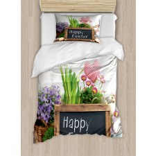 Flowers Eggs on Table Duvet Cover Set