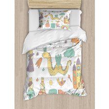 Doodle Dragon and King Duvet Cover Set