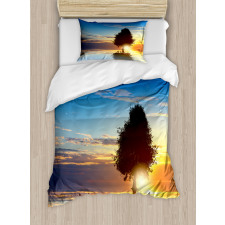 Tree Silhouette Farm Duvet Cover Set