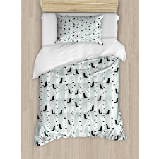 Bird Silhouettes Trees Duvet Cover Set