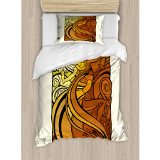 Woman with Sun Duvet Cover Set