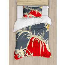 Abstract Chinese Floral Duvet Cover Set