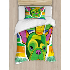 Crowned Dog Colorful Duvet Cover Set