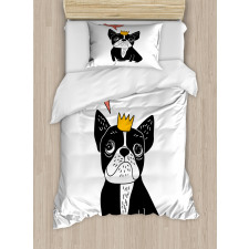 Queen Puppy with Crown Duvet Cover Set