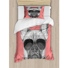 Dog Sketch Sunglasses Duvet Cover Set