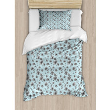 Monochrome WildFlowers Duvet Cover Set