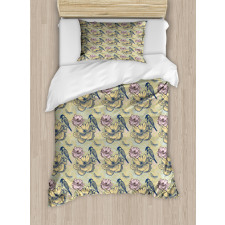 Bird Butterfly Flowers Duvet Cover Set