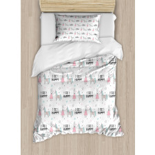 Be Happy Words Duvet Cover Set