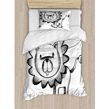 Sketchy Baby Lion Safari Duvet Cover Set