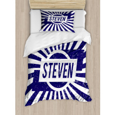 Name in Blue and White Duvet Cover Set