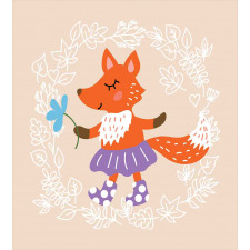 Fox with Clothing Flowers Duvet Cover Set