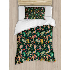 Cartoon Feline Animal Duvet Cover Set