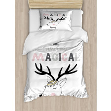 Slogan with Deer Design Duvet Cover Set