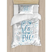 Marine Words with Fish Duvet Cover Set