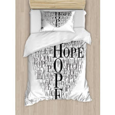 Heart Shaped Hope Word Duvet Cover Set