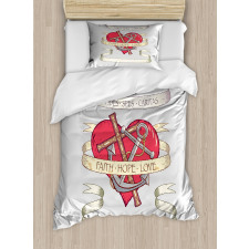 Anchor on Heart Motif Duvet Cover Set