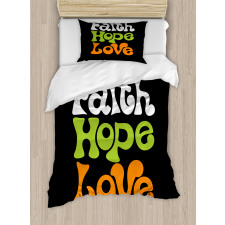 Vintage Faith Love Words Duvet Cover Set