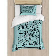 Flowers Hearts Hope Themed Duvet Cover Set