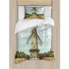 Windmill and Farmland Duvet Cover Set