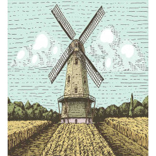 Windmill and Farmland Duvet Cover Set