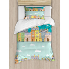 Colorful Cartoon Town Duvet Cover Set