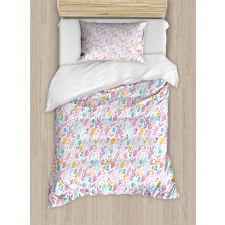 Doodle Tulip Field Dots Duvet Cover Set