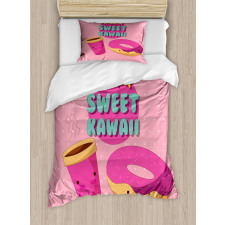 Kawaii Donut Coffee Duvet Cover Set