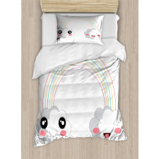 Kids Happy Rainbow Clouds Duvet Cover Set