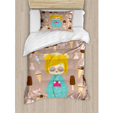 Kokeshi Doll Ice Cream Duvet Cover Set