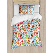 Girls with Yummy Pastries Duvet Cover Set